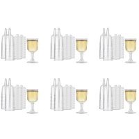 Clear Plastic Wine Glass Recyclable - Shatterproof Wine Goblet - Disposable &amp; Reusable Cups for Champagne, Dessert