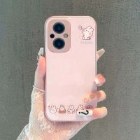 เคส OPPO Reno 8T 8Z 7Z 8 10 Pro Plus 5G เคสOPPO A98 A78 5G หรูหราเคสกันกระแทกแก้วเหลวพร้อมเคสโทรศัพท์ตัวปกป้องกล้องถ่ายรูปการ์ตูนน่ารักเคสกระต่ายกระต่ายส