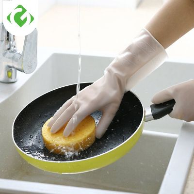 Translucent household dishwashing gloves pvc kitchen bathroom laundry gloves durable non-slip waterproof housework gloves Rubber Safety Gloves
