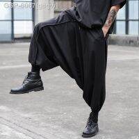 2023 Calças สีดำเข้ม,Calças Casuais Virilha Homens Soltos Japonês Streetwear ฮิปฮอป Punk Gótico Larga Hrem Masculinas