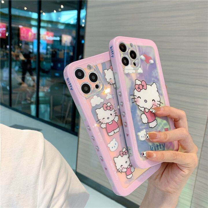 16-digits-เคสโทรศัพท์-hello-kitty-สำหรับ-iphone-7-8p-x-xr-xs-xsmax-11-12pro-โทรศัพท์น่ารักการ์ตูนไล่โทนสีเคสสี