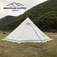 1-2 Person Backpacking Pyramid Tent Ultralight Winter Camping Teepee 210T Plaid Large Rodless Tent With Snow Skirt Chimney Hole