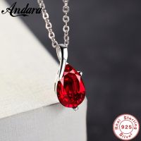 ◄ Andara S925 Sterling Silver Necklace Angel Tears Crystal Red Pendant Necklace for Woman Charm Jewelry Gift