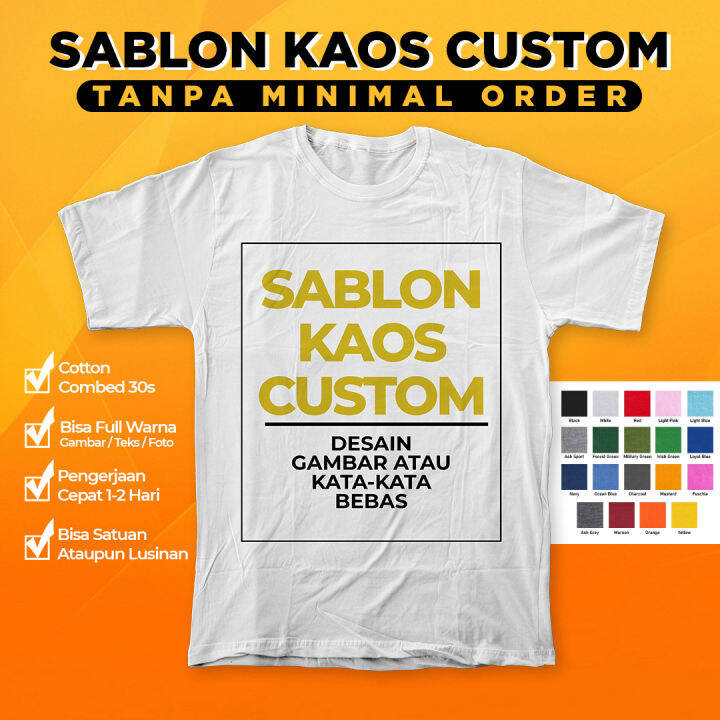 BM T-SHIRT Cotton Combed 30S || SABLON DTF DESAIN CUSTOM NAMA GAMBAR ...