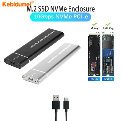 Kebidumei M.2กล่องเอ็กเทอนอล  SSD,เคส NVME M2 M2 USB 3.1 Type C 10Gbps อะแดปเตอร์ M คีย์ HD กล่องเก็บของสำหรับ Windows แล็ปท็อป PC