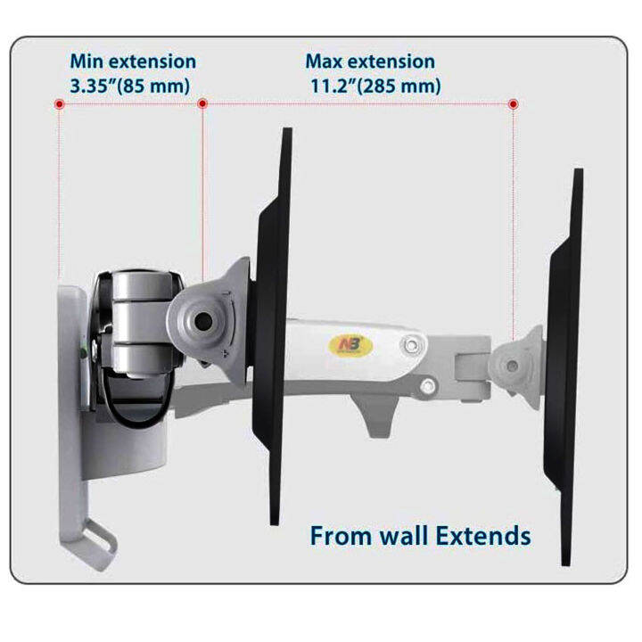 ขาตั้งจอคอมติดผนัง-ขาตั้งจอติดผนัง-north-bayou-nb-f120-ขาแขวนจอทีวี-led-monitor-lcd-monitor-led-arm-17-27-gas-spring-full-motion-tv-wall-mount-lcd-monitor-holder-aluminum-arm-bracket