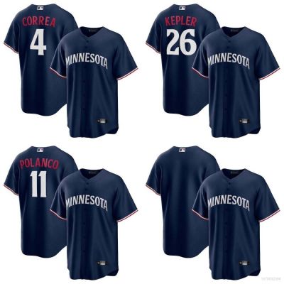 ใหม่คุณภาพสูงเสื้อที่นิยมมากที่สุด QY 2023 MLB Minnesota Twins Correa Kepler Polanco Jersey Baseball Cardigan Tshirts Sports Tops Unisex Plus Size