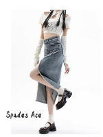 Spades Ace กระโปรง กระโปรงยีนส์ กระโปรงทรงเอ ทันสมัย วินเทจ สไตล์ ล้ำสมัย WSQ23000VK 41Z231008