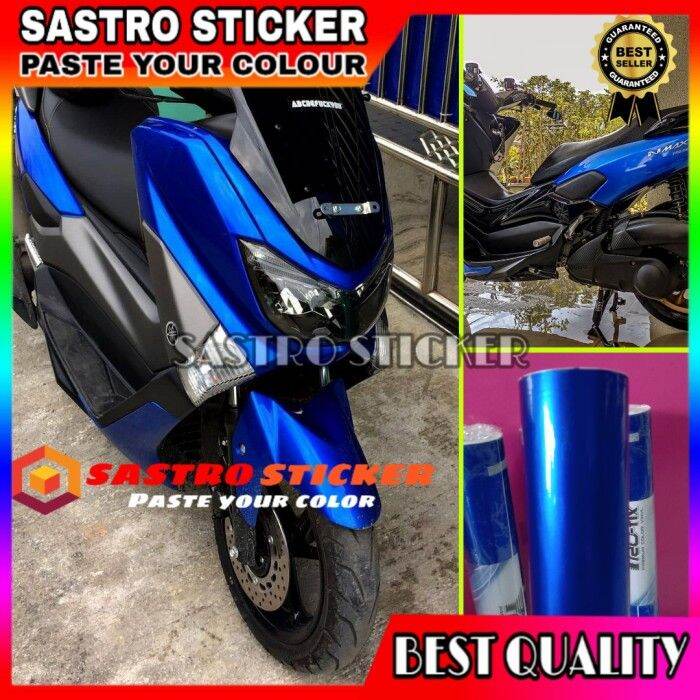 Sticker skotlet motor metalik candy biru tua motor 1roll murah full