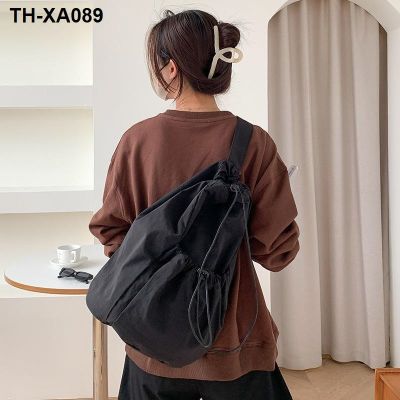 ☑▦✥ New han edition nylon backpack large capacity 2022 male and female students portable outdoor shoulder inclined bag joker