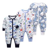 3 pieces Baby Girls Boys Clothes Long Sleeves Newborn Baby Rompers 100% Cotton Baby Pajamas 6 9 24 m Cartoon Printed Babys Sets