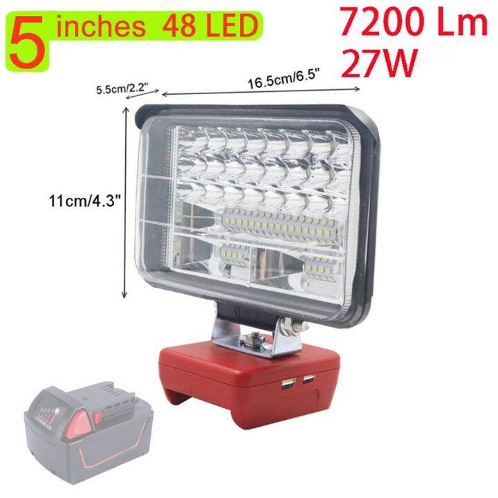 ไฟฉาย-led-พอร์ต-usb-คู่-สําหรับ-milwaukee-m18-18v-li-ion