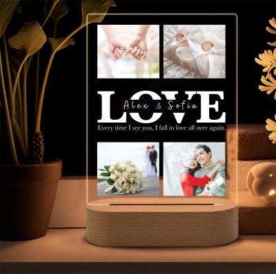 Happylife New collection 2023 โคมไฟอะคริลิคสั่งทำ สกรีนUV ของขวัญวันเกิด ของขวัญให้แฟน แต่งงาน วันครบรอบ ตามเทศกาลต่างๆ