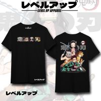 เสื้อยืดโอเวอร์ไซส์เสื้อยืดแขนสั้นเสื้อยืดคอลเลคชั่น Kimetsu no Yaiba ผ้าฝ้ายสีดำที่มีลายอะนิเมะS-5XL S-5XL