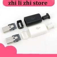 zhilizhi Store Micro USB 5PIN Welding Type Male Plug Connectors Charger 5P USB Tail Charging Socket 4 in 1 White Black