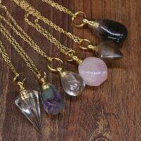 Stone Perfume Bottle Necklace Diffuser Amethysts Pendant for Jewelry