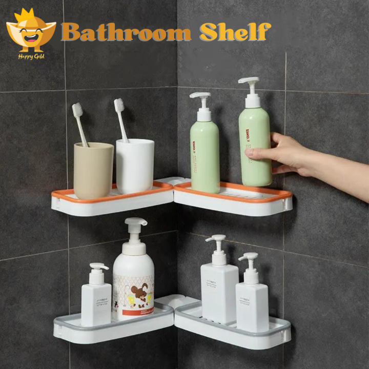 Bathroom Shelf Rotatable Punch-free Storage Rack Wall Mount Shower Shelves Corner  Shelf Kitchen Bathroom Organizer