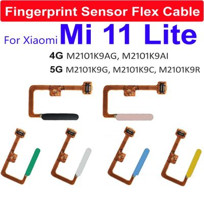 สายดิ้นเซ็นเซอร์ลายนิ้วมือสําหรับ Xiaomi Mi 11 Lite M2101K9AG 4G Mi 11 Lite 5G M2101K9G Home Touch Flex Ribbon พร้อมปุ่มเปิด / ปิด