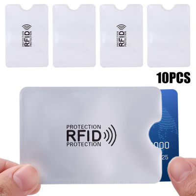 เคสคลุมป้องกันการโจรกรรม10ชิ้นสำหรับป้องกันบัตรเครดิต RFID ตัวป้องกันเคสใส่บัตรธนาคารบัตรประชาชนอลูมิเนียมฟอยล์