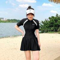 2023 New Swimsuit Womens XL One-Piece Boxer Conservative Slimming Cover Belly Sports Training Students Fat Girl Swimsuit