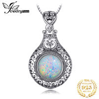 JewelryPalace Vintage 2.5ct Cabochon Created Opal 925 Sterling Silver Heart Love Statement Pendant Necklace Choker No Chain