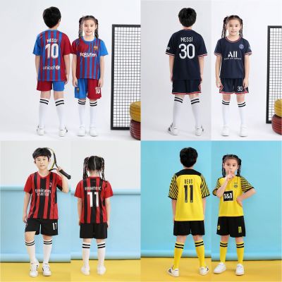 21-22 Season Barcelona Messi 10 Jersey Set for Kids Soccer Clothes