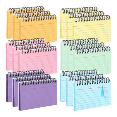 18 Pack Multicolor Index Cards with Clear Pvc Cover Screw Binding Index Cards 3X5 Inch Study Cards Note Cards, 6 Colors
