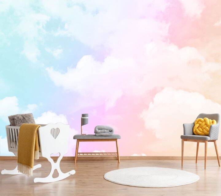 Pink Sky Cloud Wallpaper Bedroom Sofa Background Wallpaper Mural Lazada