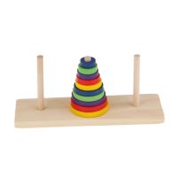 Tower of Hanoi Wooden Puzzle 10 Rings Geometric Stacker Kids Developmental Toy  10 Colorful Pieces Wooden Toys