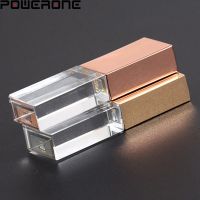 Crystal with Box USB Flash Drive 64GB Free Custom Logo Pendrive 32GB Fathers Day Gift USB 2.0 Memory Stick 16GB Pen Drive 8GB