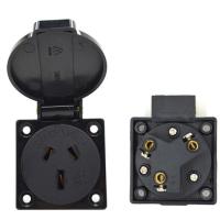 ✆✠ Black 10A 15A Australia Outdoor Industry Waterproof Socket New Zealand AU Power Electrical Wiring Receptacle Outlet 250V