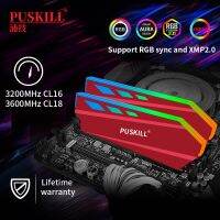 PUSKILL แผงระบายความร้อน DDR4 16GBx2 8GBx2 3200MHz 3600MHz CL16 1.35V XPM2.0ระบายความร้อน UDIMM ช่องคู่หน่วยความจำสำหรับเดสก์ท็อป