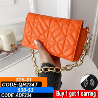 【 Cw】thick Chains Shoulder Bag For Women PU Leather Crossbody Bag Trendy New Flap Messenger Handbag And Purse Luxury Lozenge Purse