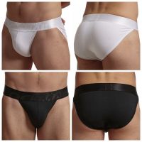 JOKCMAIL Fashion Pure Cotton Briefs Shorts Sexy High Slit Men Underwear Satin waistband underpants Solid color sexy male bikini Pipe Fittings Accessor