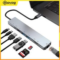 jianzhifen RYRA ฮับ USB C 8 In 1อะแดปเตอร์ Type C กับ HDMI-Compatible PD 65W ชาร์จเร็วแท่นวางมือถือที่อ่านบัตร TF สำหรับ MacBook PC