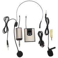 UHF Portable Wireless Headset/ Lavalier Lapel Microphone with Bodypack Transmitter and Receiver 1/4 Inch Output, for Live Performances