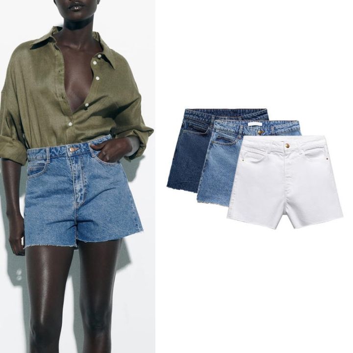 zaradrill-กางเกงสามส่วนอเมริกาแบบย้อนยุคใหม่ฤดูร้อนกางเกงขากว้างลำลองเอวสูง7147023-celana-pendek-denim