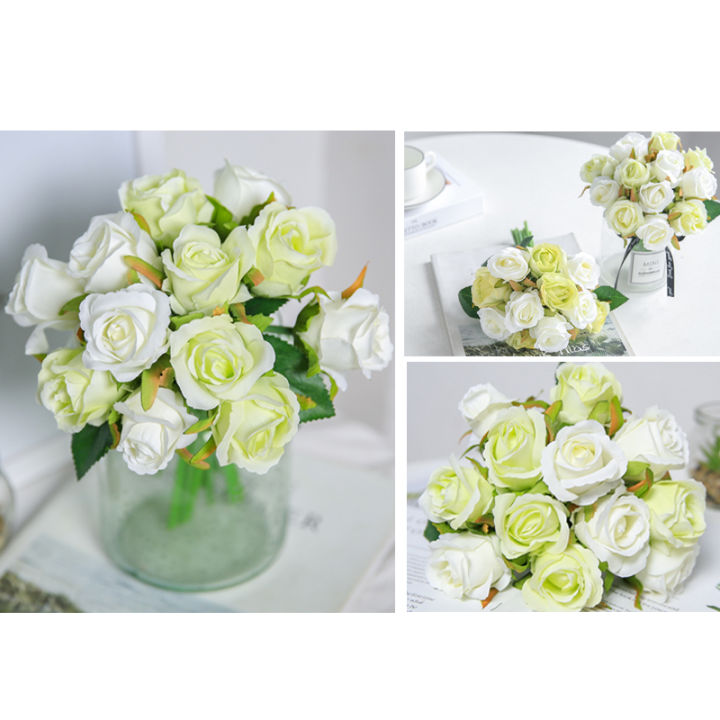 ดอกกุหลาบปลอม-ดอกไม้งานแต่งงาน-ช่อดอกไม้สำหรับเจ้าสาว-ช่อละ12ดอก-ดอกไม้ตกแต่งบ้านอุปกรณ์จัดงานแต่งงาน-ดอกไม้ประดับ