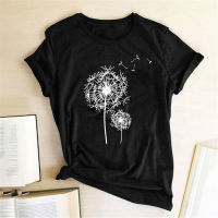 AlaYY PortDandelion Printed T-shirts Women T Shirt Summer Graphic Tee Shirt Round Neck Harajuku Top Shirts for Women Loose Mujer Camisetas