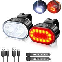 ✜❀ 4 Modes 350Mah USB MTB Road Bicycle Headlight 6 Modes 230Mah Rechargeable Cycling Taillight LED Bicycle Front Light Head Lamp