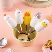 Jenny Dave 304 stainless steel creative cute cartoon big mouth duck spoon fork for home eating watermelon dessert spoon ice crea