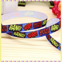 DHK 3/8 39; 39; 5yards pow bang printed grosgrain ribbon headwear hair bow diy party decoration OEM Wholesale 9mm E1318