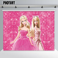 PHOTURT Pink Princess Backdrop Birthday Party Supply Photo Background Cute Golden Doll Vinyl Photography Banner Decorate Props