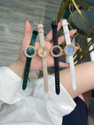 Armanis นาฬิกาสำหรับผู้หญิงของแท้,นาฬิกาแฟชั่นสไตล์ลำลองหน้าปัดสีทองสายหนังควอตซ์ใส่ได้กับทุกชุดนาฬิกาสวยงามขนาดเล็กหรูหรา