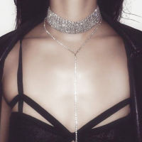 สร้อยโชคเกอร์เพรช สร้อยคอยาว เครื่องประดับเพรช สไตล์ Luxury choker necklace ใส่ออกงานกลางคืน งานราตรี สำหรับผู้หญิง