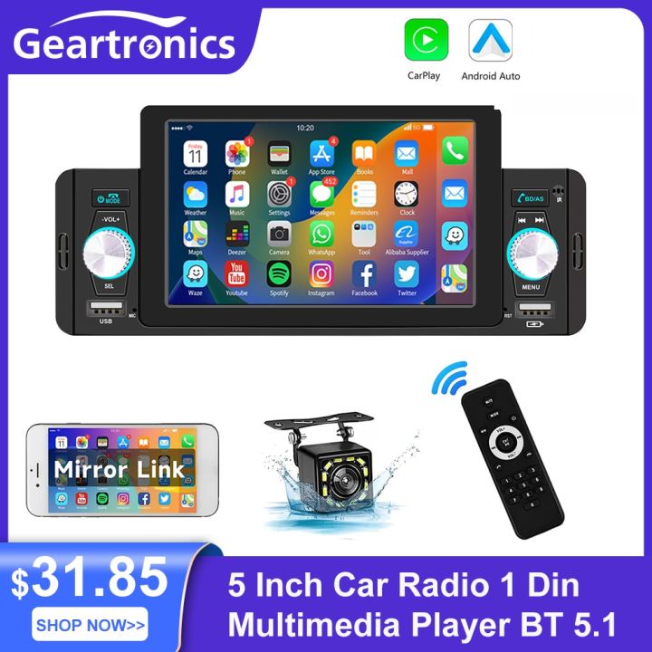 Car Radio 1 Din Apple Carplay Android Auto 5 Inch Touch Screen Car