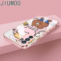 JIUMOO เคสสำหรับ OPPO Reno 6 5G 6Z 5G 6 Pro 5G,เคสนิ่มลายการ์ตูนหมีขอบด้านข้างสี่เหลี่ยมดีไซน์ใหม่เคสโทรศัพท์ซิลิโคนหล่อเคสกล้องเต็มรูปแบบเคสป้องกันฝาหลังกันกระแทก