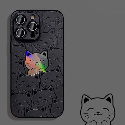 【Rainbow hard case lens film/Cats】เคส compatible for iPhone 7 8 plus x xr xs max 11 12 13 14 pro max case