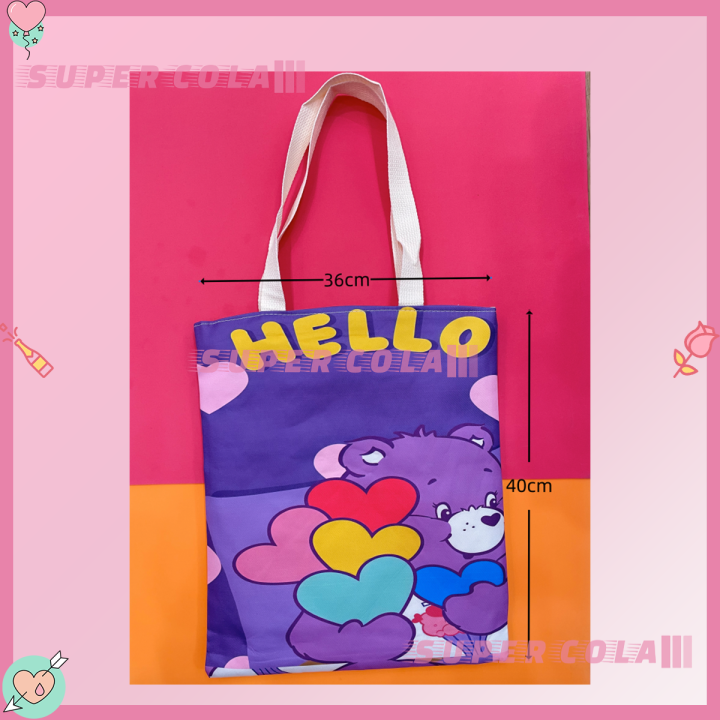 จัดส่งที่รวดเร็ว-love-bear-canvas-bag-กระเป๋าผ้าแคนวาสลายการ์ตูนสุดน่ารัก-อเนกประสงค์-เบา-ทนทาน-โชว์สไตล์น่ารัก