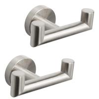 2PCS Bathroom Double Towel Hook Stainless Steel Robe Towel Holder Heavy Duty Double Coat Hook